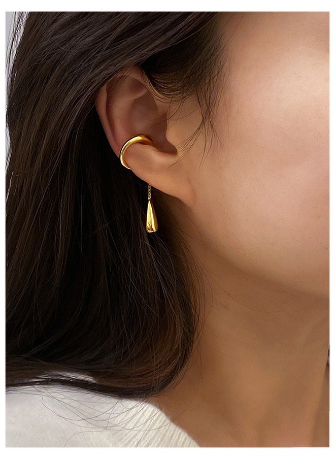 Generic - 1-Piece Earrings Drop Ear Cuff Clip – Trendy C-shaped Metal Earrings for Women & Girls, Fake Cartilage Non-Piercing Jewelry Gifts (Gold) - Image 1