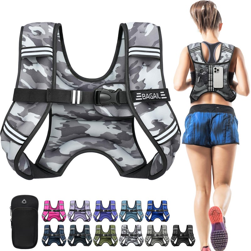 BAGAIL Comfort-Fit Weighted Vest for Woman, Even Weight Distribution, Faster Weight Loss, No-Chafe or Bounce for Walking & Running with Detachable Phone Pouch & Reflective Stripes (Available 5-30lbs) - Image 1