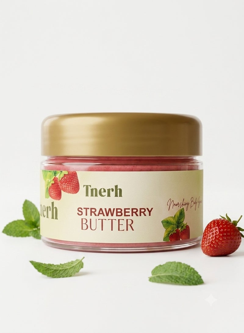 Tnerh Raw Shea Butter with Strawberry Scent for Body - A natural moisturizing body butter for dry skin - Image 1