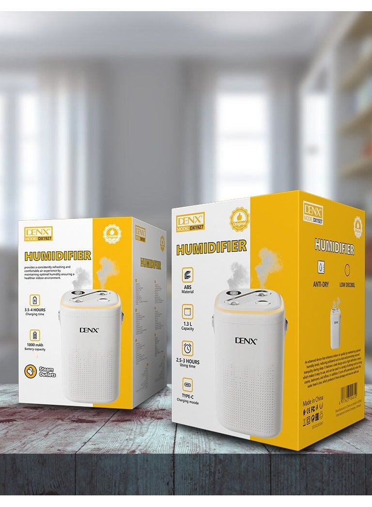 Denx 1.3L Air Humidifier – 1800mAh Rechargeable Battery – Type-C Charging – Humidifies & Purifies Air - Image 5