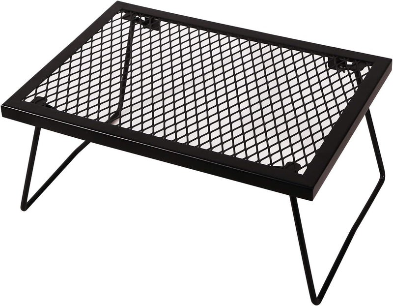 CAMPMAX 17" Folding Campfire Grill Grate, Portable Heavy Duty Steel Over Fire Camp Grill for Outdoor Camping Cooking Fire Pit, Black - Image 1