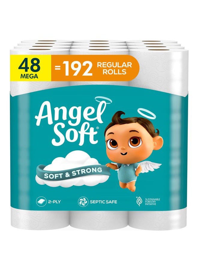 Angel Soft ورق تواليت، 48 لفة ميغا = 192 لفة عادية، ورق حمام مزدوج الطبقة - Image 1