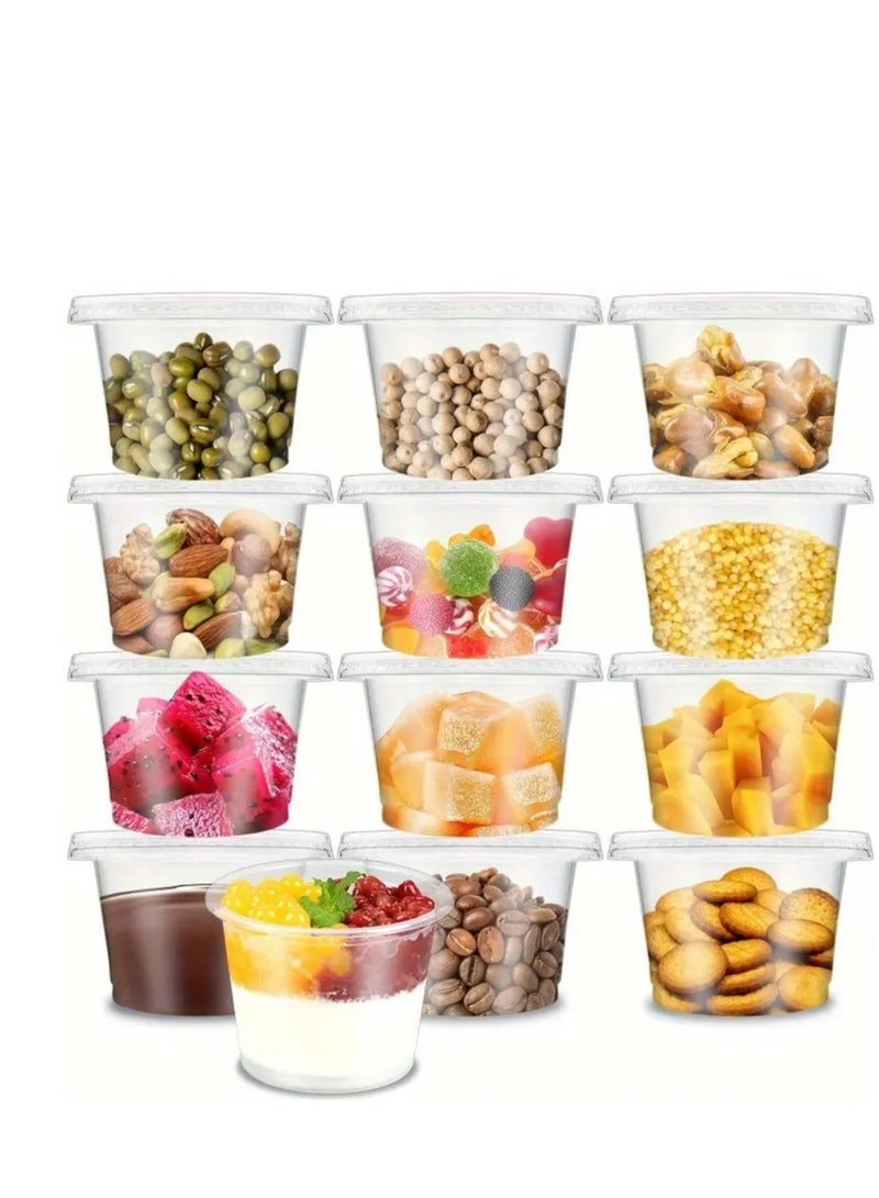 Lavish 100Pcs Plastic Portion Cups with Lids 2Oz-60ml | Disposable Mini Cups for Sauces Dips Salad Dressing Snacks Meal Prep | Leak Proof Stackable Durable Reusable - Image 3