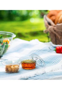 Lavish 100 pcs 2 Oz Disposable Plastic Portion Cups Clear Container with Lids for Jelly Yogurt Mousses Sauce  - Image 5
