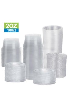 Lavish 100 pcs 2 Oz Disposable Plastic Portion Cups Clear Container with Lids for Jelly Yogurt Mousses Sauce  - Image 2