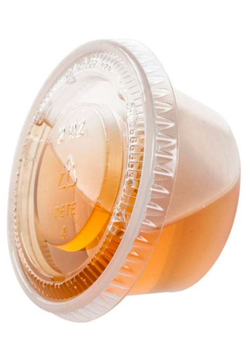 Lavish 100Pcs Plastic Portion Cups with Lids 2Oz-60ml | Disposable Mini Cups for Sauces Dips Salad Dressing Snacks Meal Prep | Leak Proof Stackable Durable Reusable - Image 4