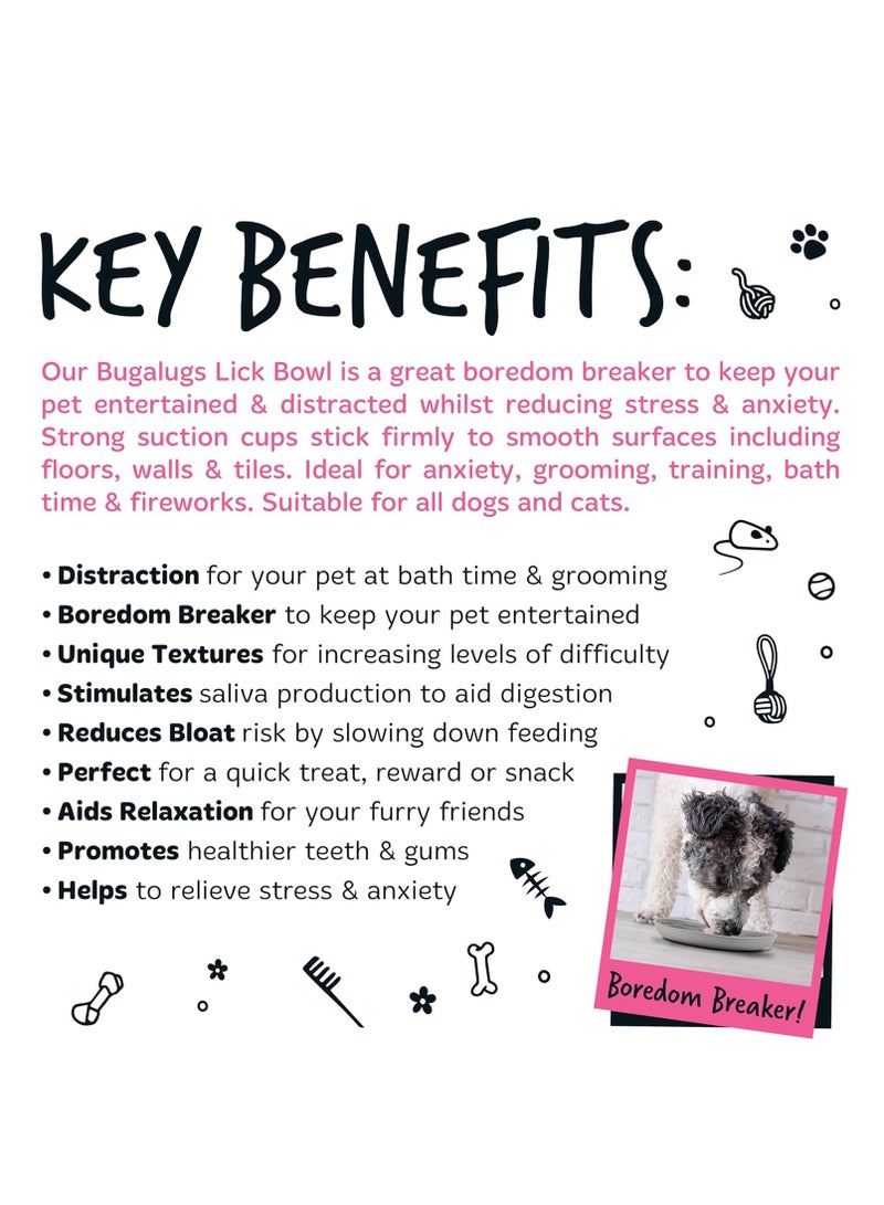 BUGALUGS Dog Mat Bowl Lick Mats For Dogs 100 percent Food Grade Cat Food Mat and Licky Mats For Dogs Lick Mat Bowl Reduce Stress and Anxiety 2x Pet Food Mat Bowl Spatula and Brush Pink and Blue - Image 3