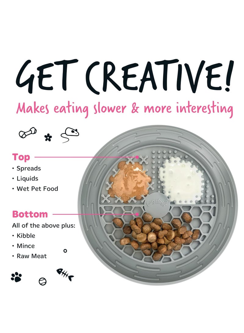 BUGALUGS Dog Mat Bowl Lick Mats For Dogs 100 percent Food Grade Cat Food Mat and Licky Mats For Dogs Lick Mat Bowl Reduce Stress and Anxiety 2x Pet Food Mat Bowl Spatula and Brush Pink and Blue - Image 2