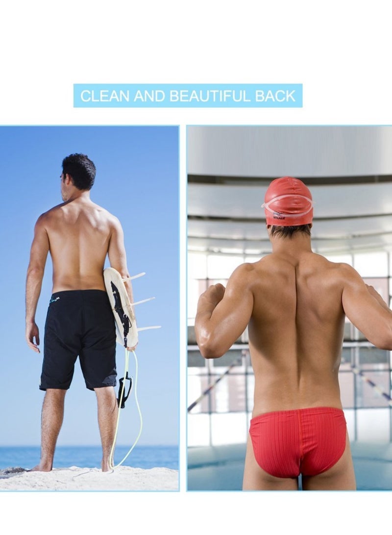 Cordless Electric Back Hair Shaver for Men, Foldable Body Groomer with Adjustable Ergonomic Curved Handle, Ideal for Easy Back Hair Removal and Trimming.