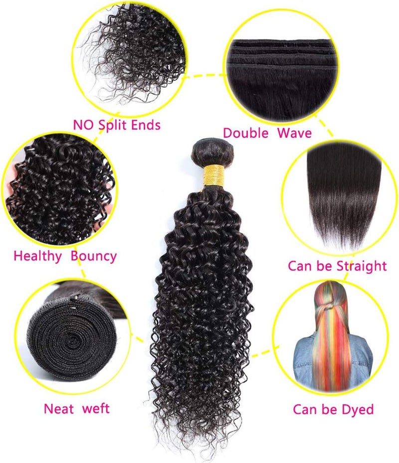 Selina 14Inch Curly Bundles Human Hair Unprocessed Remy Hair Extensions Brazilian Virgin Human Hair 100 Gram/Bundle Natural Color (14Inch,Curly) - Image 3