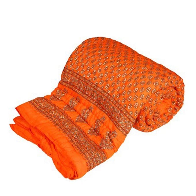 TRADITIONAL FAMOUS JAIPURI BEAUTIFUL FLORAL PRINT IN ORANGE JAIPURI RAJAIRAZAIQUILT SINGLESINGLE BED QUILTCOMFORTERAC QUILTAC COMFORTER