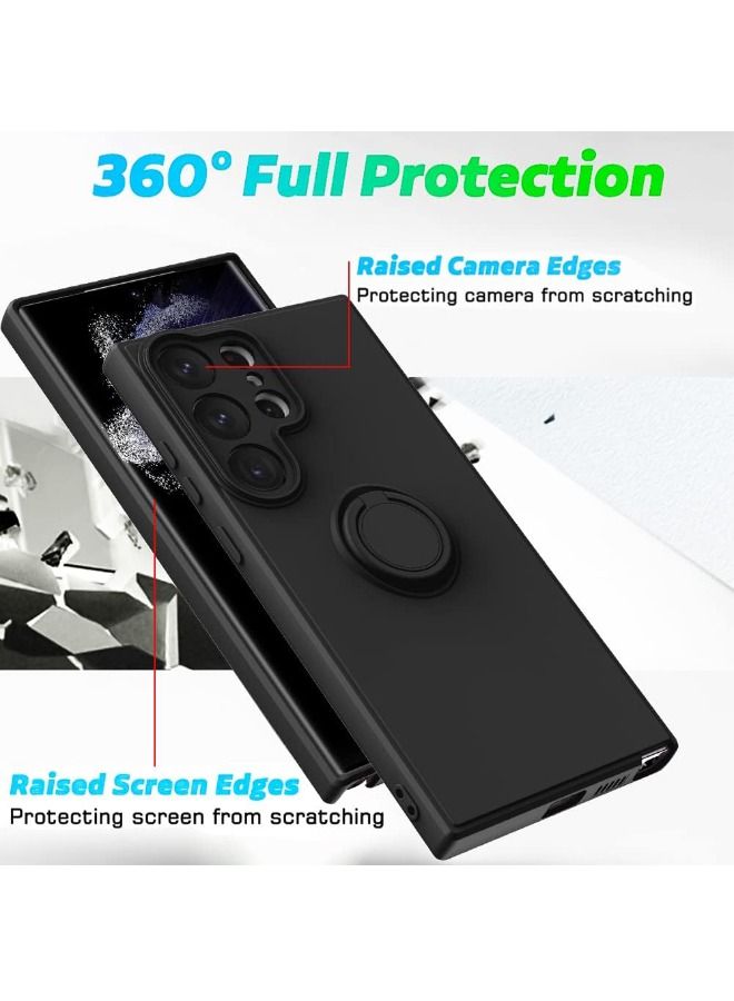 IAF Samsung Galaxy S23 Ultra Case, Slim Soft Silicone Rotatable Ring Holder, Support Magnetic Car Mount, Anti-Scratch Non-Slip and Shockproof Protective Cover for Samsung Galaxy S23 Ultra 5G, Black - Image 3