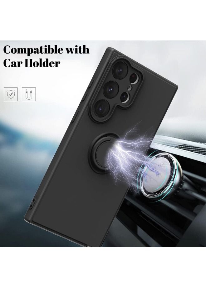 IAF Samsung Galaxy S23 Ultra Case, Slim Soft Silicone Rotatable Ring Holder, Support Magnetic Car Mount, Anti-Scratch Non-Slip and Shockproof Protective Cover for Samsung Galaxy S23 Ultra 5G, Black - Image 2