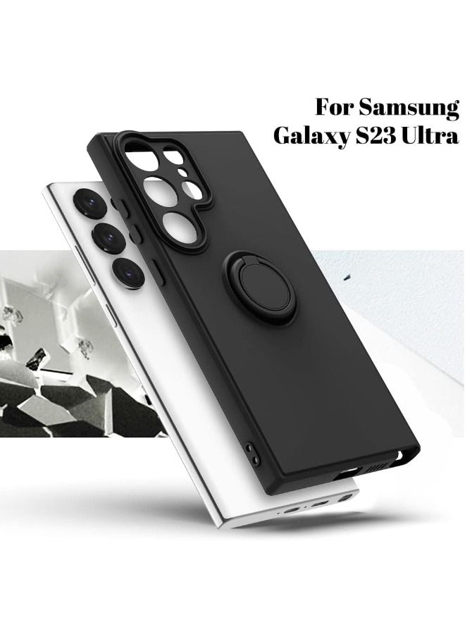IAF Samsung Galaxy S23 Ultra Case, Slim Soft Silicone Rotatable Ring Holder, Support Magnetic Car Mount, Anti-Scratch Non-Slip and Shockproof Protective Cover for Samsung Galaxy S23 Ultra 5G, Black - Image 4