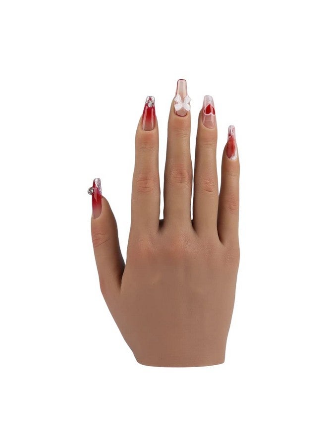 KnowU Practice Hand for Acrylic Nails Silicone Female Mannequin Life Size Hand as Nail Practice Hands Sketch Jewelry Ring Glove Watch Display with Nail 18cm - Image 1