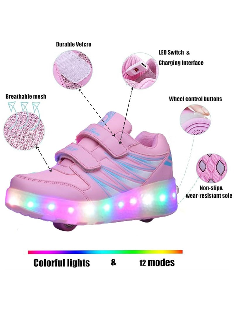 TAPIT Roller Skates Kids Roller Shoes Boys Girls Sneakers with Wheels Flashing Sport Sneaker Rechargeable Roller Skates Children's Gift (A)  - Image 3