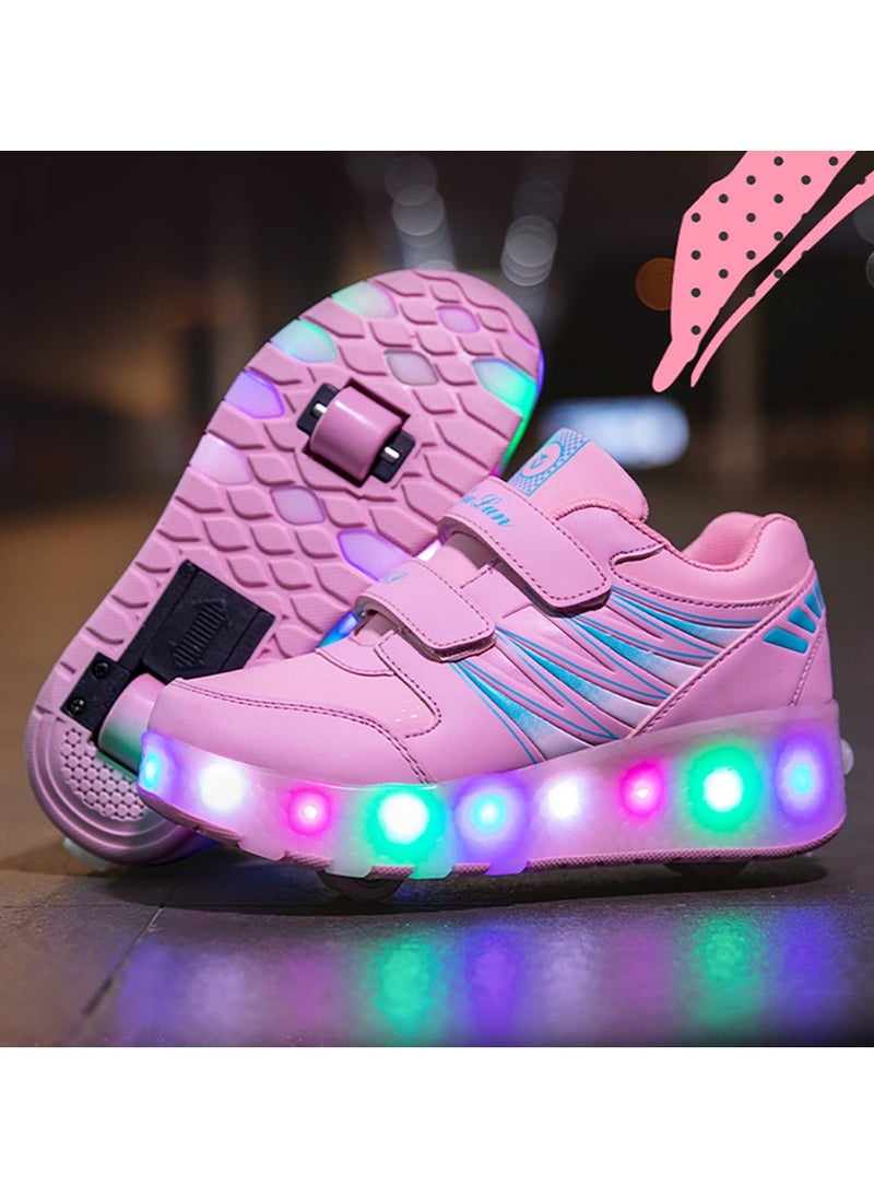 TAPIT Roller Skates Kids Roller Shoes Boys Girls Sneakers with Wheels Flashing Sport Sneaker Rechargeable Roller Skates Children's Gift (A)  - Image 4