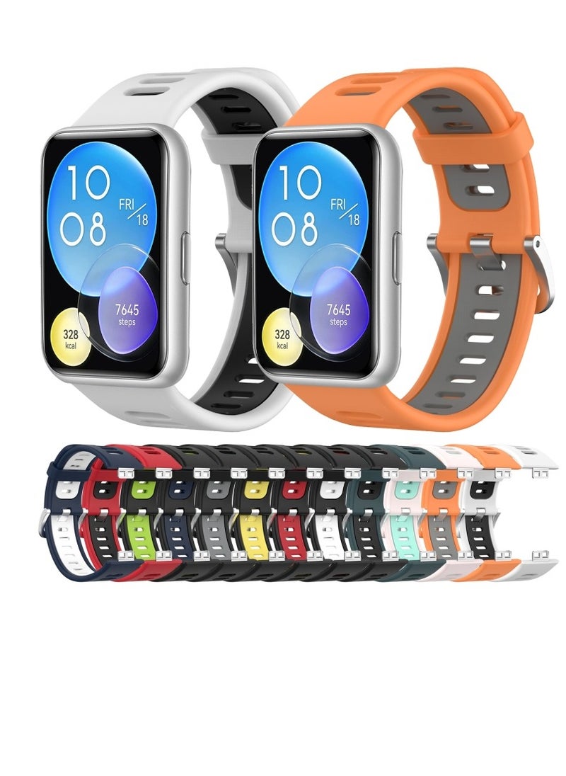 Generic - Huawei Watch Fit Special Edition Two-Color Silicone Watch Band(Black+White) - Image 1