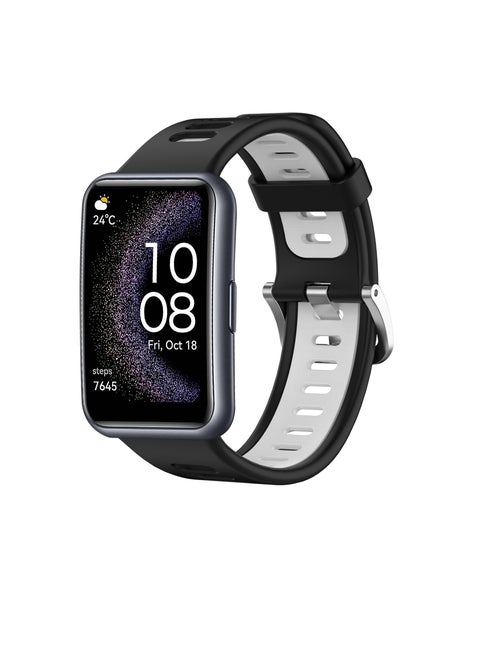 Huawei Watch Fit Special Edition Two-Color Silicone Watch Band(Black+White)