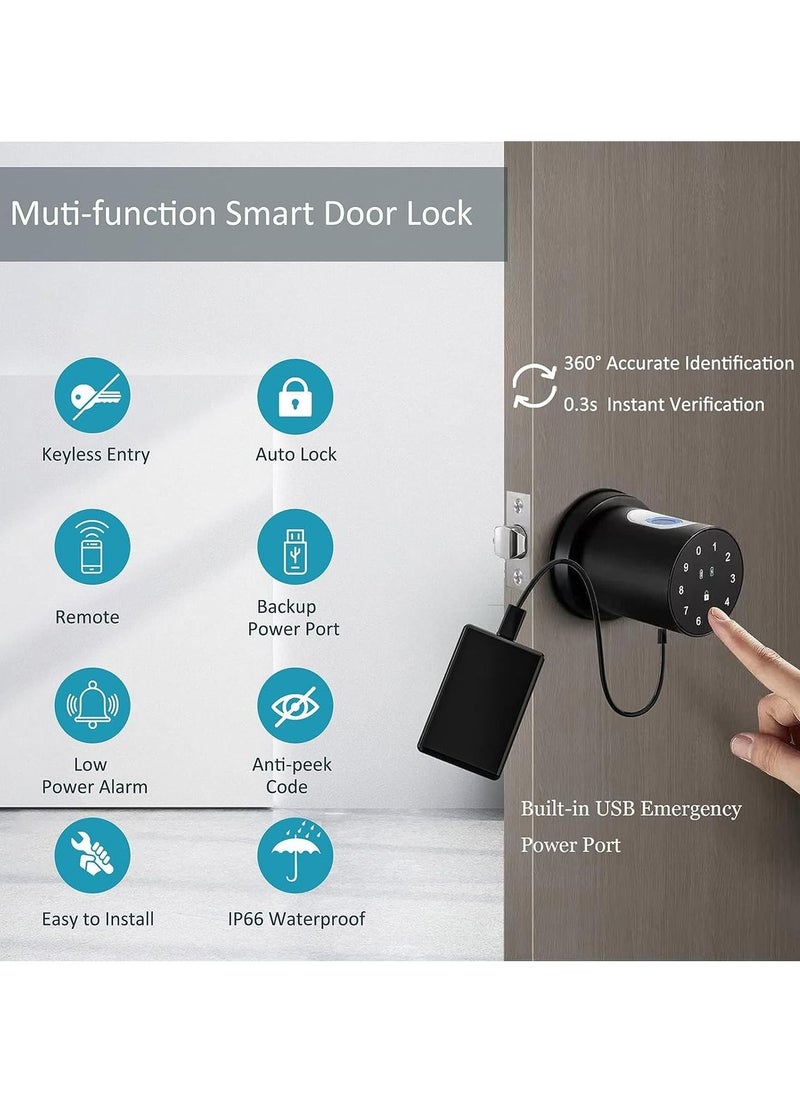 Y&D Smart Lock Fingerprint Door Keypad Knob Locks for Bedrooms with Code Thumb Print Knobs Homes Hotels Offices  - Image 3