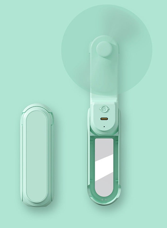 general Handheld Mini Fan With Makeup Mirror, 3 IN 1 USB Rechargeable Portable Fan [12-19 Working Hours] with Power Bank, Flashlight, Pocket Design for Travel/Summer/Concerts/Lash, Gifts for Women (Green) - Image 1