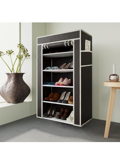 GTC GTC® Multipurpose Portable Shoe Cabinet Rack Light Weight Foldable Shelves Storage Organizer with Wardrobe Cover for Home (5 Layer, Brown) Storage Unit  - Image 3