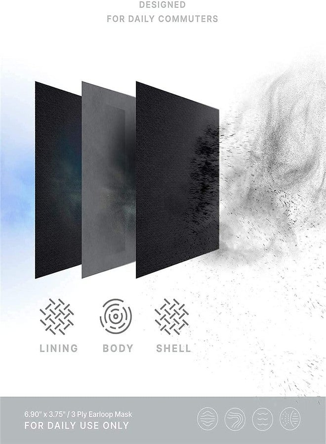 دينامو قناع جراحي للاستخدام مرة واحدة من دينامو، مصنوع من قماش غير منسوج، مزود بمشبك للأنف (أسود، بدون صمام، عبوة من 25 قطعة) للجنسين - Image 3