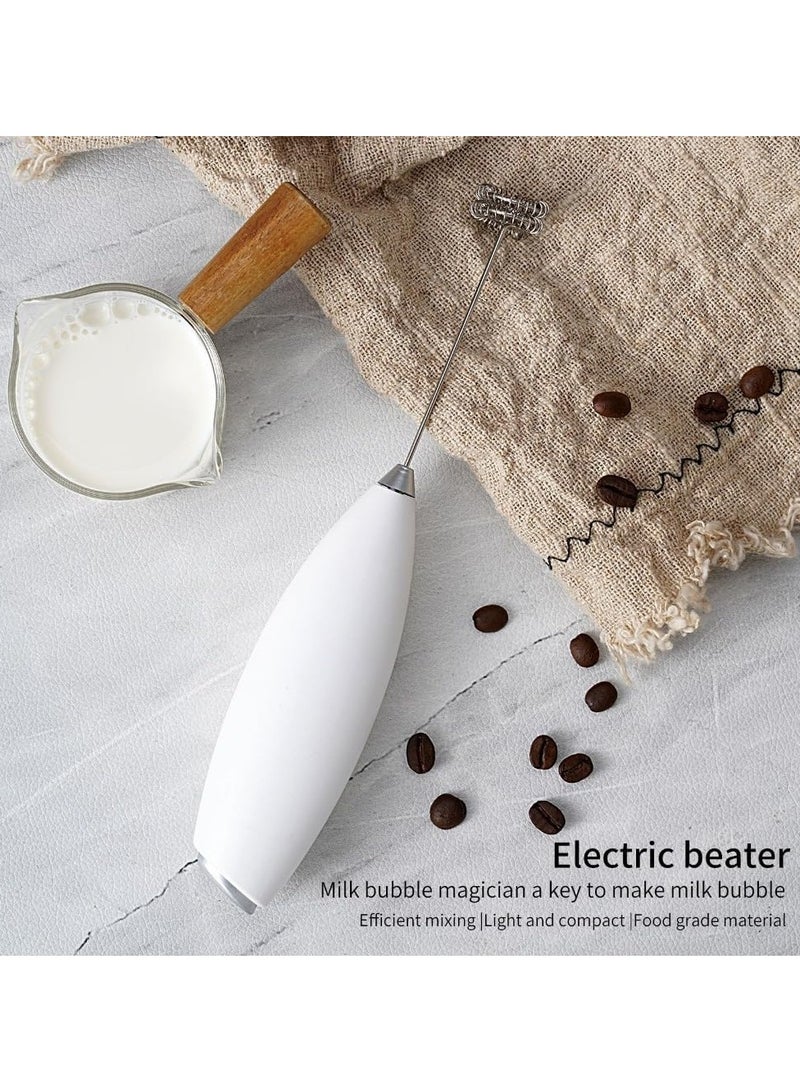 Milk Frother, Handheld Blender, Baking Cake Egg Cream Food Mixer for Coffee, Smoothie, Bulletproof, Matcha (White) - Image 4