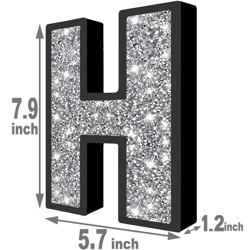 XIHACTY Letters Signs for Home D?cor  Crystal Crushed Diamond Accent Sign for Wall Decor  Black DIY Custom Capital Letters for Decoration on Bar  Desk  Dresser  Party Birthday  Wedding.(H) - Image 5