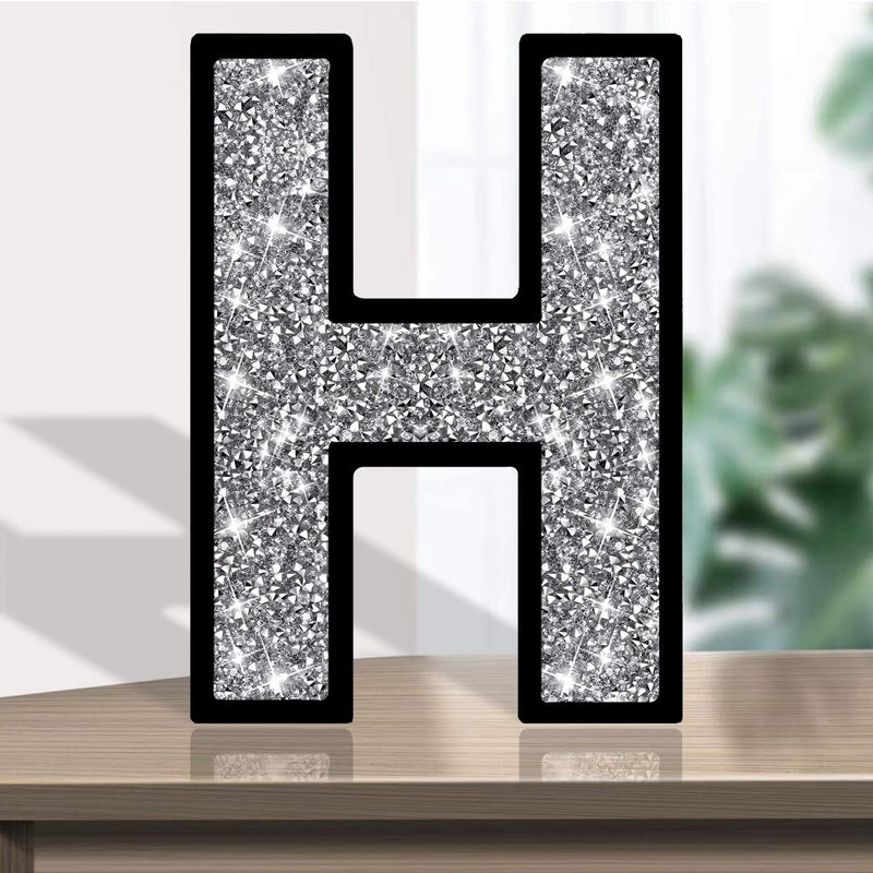XIHACTY Letters Signs for Home D?cor  Crystal Crushed Diamond Accent Sign for Wall Decor  Black DIY Custom Capital Letters for Decoration on Bar  Desk  Dresser  Party Birthday  Wedding.(H) - Image 3