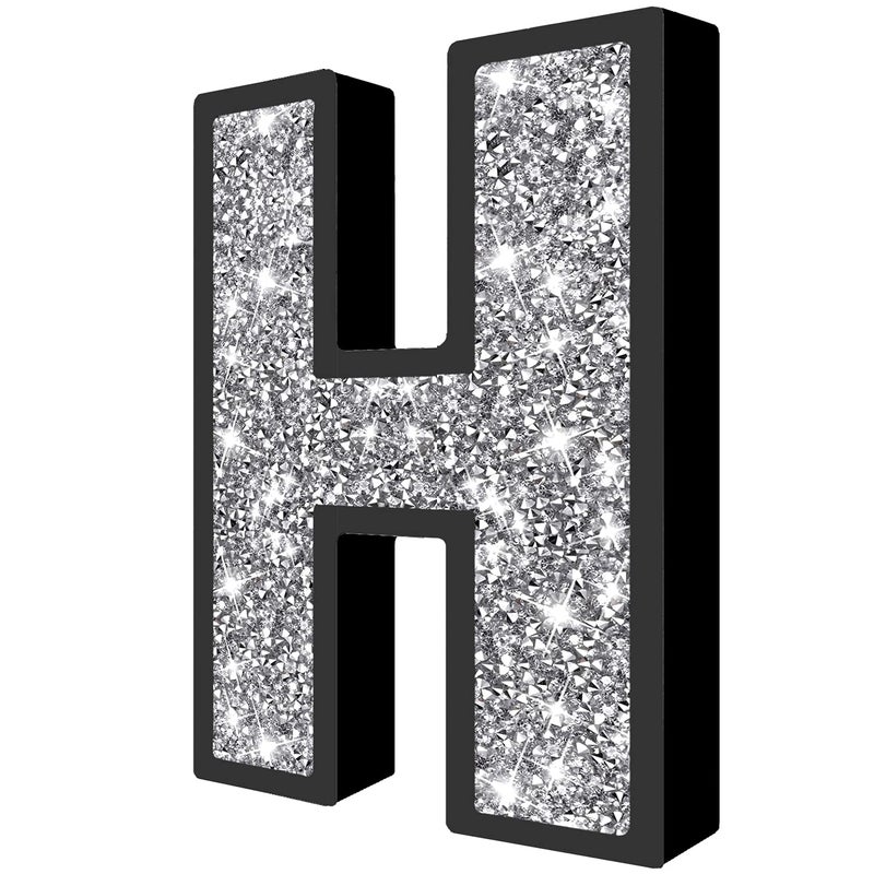 XIHACTY Letters Signs for Home D?cor  Crystal Crushed Diamond Accent Sign for Wall Decor  Black DIY Custom Capital Letters for Decoration on Bar  Desk  Dresser  Party Birthday  Wedding.(H) - Image 4
