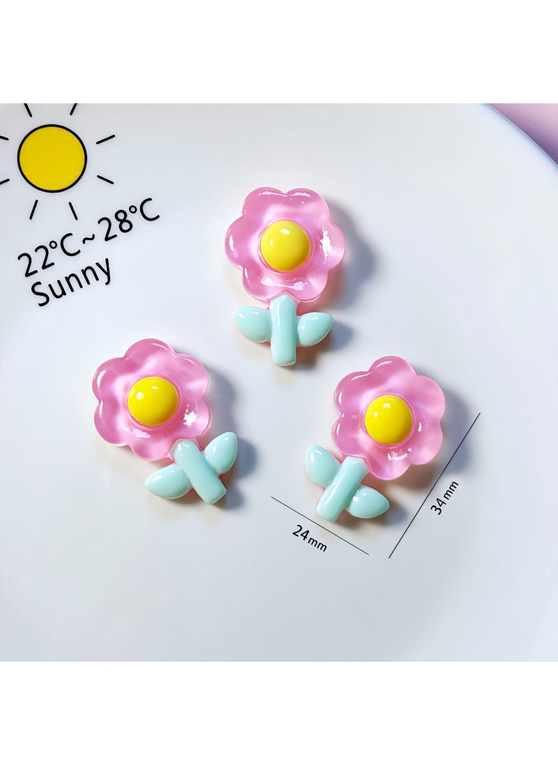 Generic Clear Cute Flower Rabbit Resin DIY Phone Case Accessories Rose Red big card 24 * 34mm 