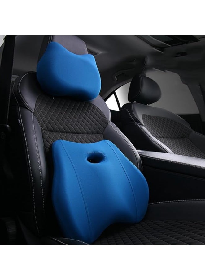 TYCOM Seat Cushion for Office and Car Seat Lumbar Support Pillow Chair Memory Foam Seat Cushion for Sciatica Back Support Pillow Chair Pads Reduce Tailbone Pressure Blue. 