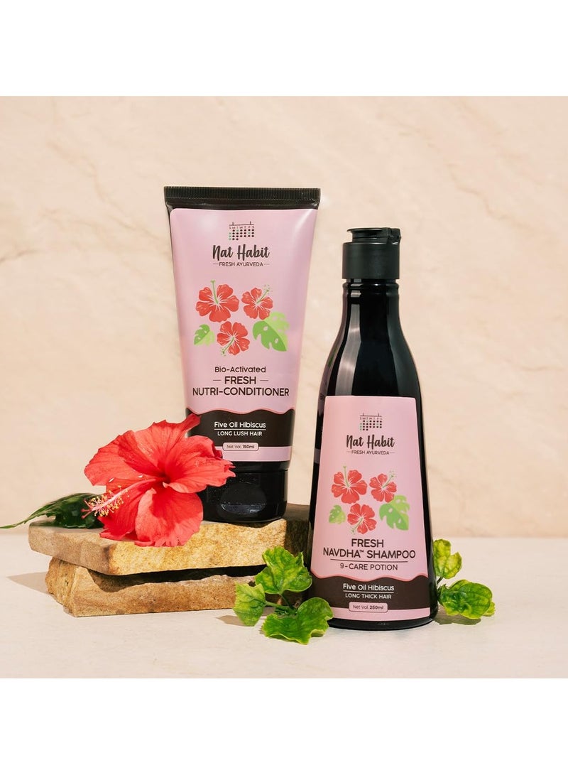 Nat Habit Five Oil Hibiscus Shampoo and Conditioner Combo for Women & Men Hair Fall Control, 72 Hr Frizz Control - Image 2