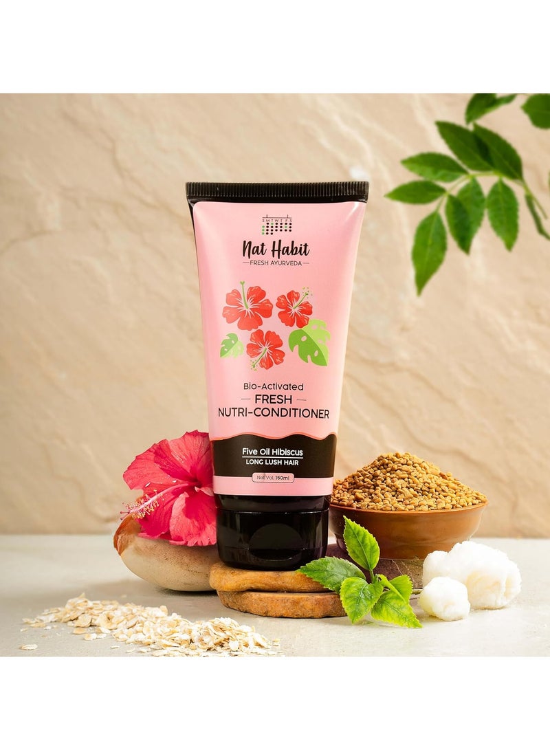 Nat Habit Five Oil Hibiscus Shampoo and Conditioner Combo for Women & Men Hair Fall Control, 72 Hr Frizz Control - Image 4