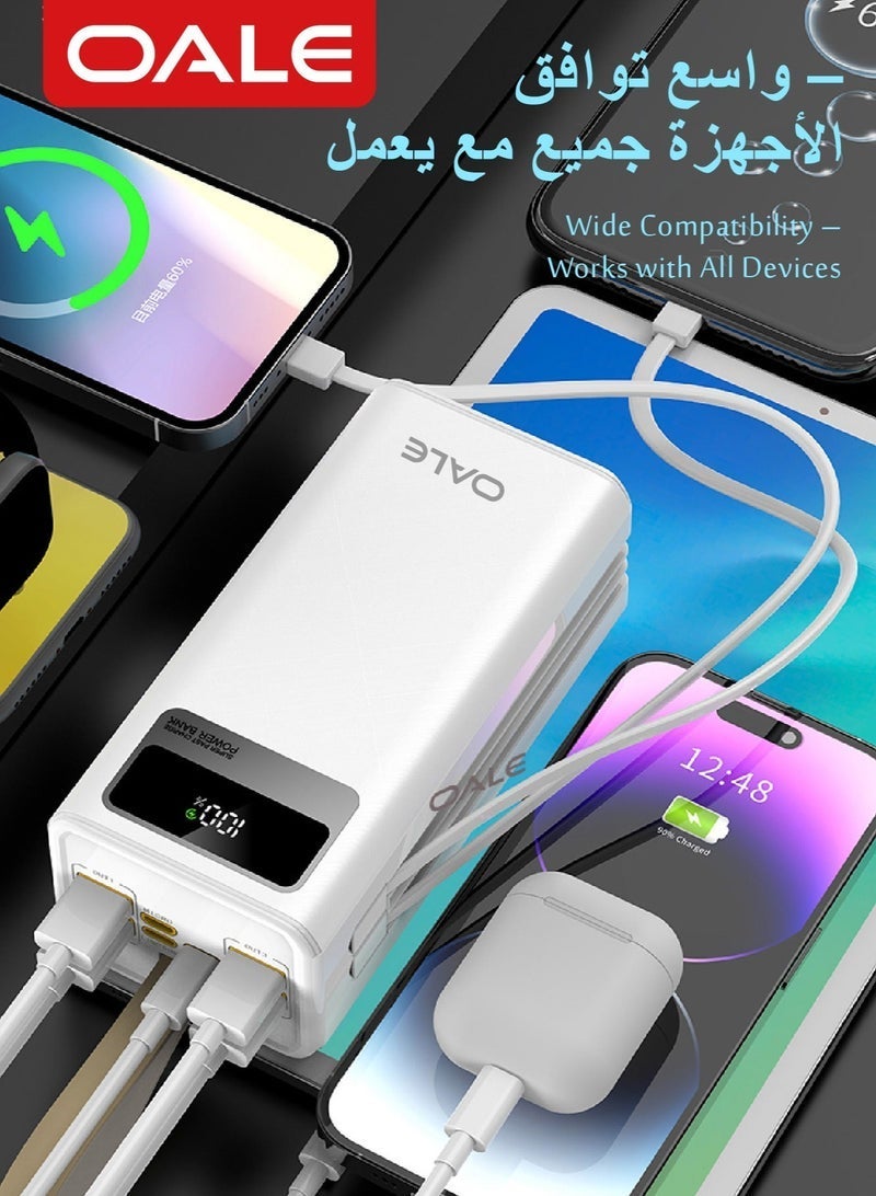 OALE iPower P40000 Black 40000mAh Power Bank, 22.5W Super Fast Charge, Built-in Type-C & Lightning Cables, LED Light, Power Level Indicator - Image 4