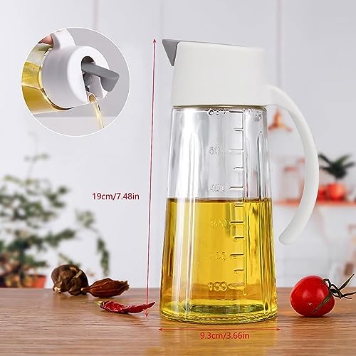 kaqer Glass Oil and Vinegar Dispenser Bottle with Automatic Opening and Closing |Free Spot Measuring Oil Dispenser Bottle for Pouring Olive, Vinegar, Soya Sauce, etc. (650 ml, Multicolor) - Image 4