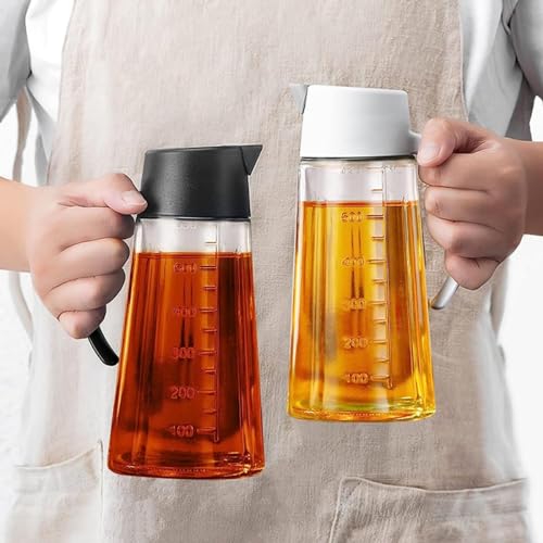 kaqer Glass Oil and Vinegar Dispenser Bottle with Automatic Opening and Closing |Free Spot Measuring Oil Dispenser Bottle for Pouring Olive, Vinegar, Soya Sauce, etc. (650 ml, Multicolor) - Image 3