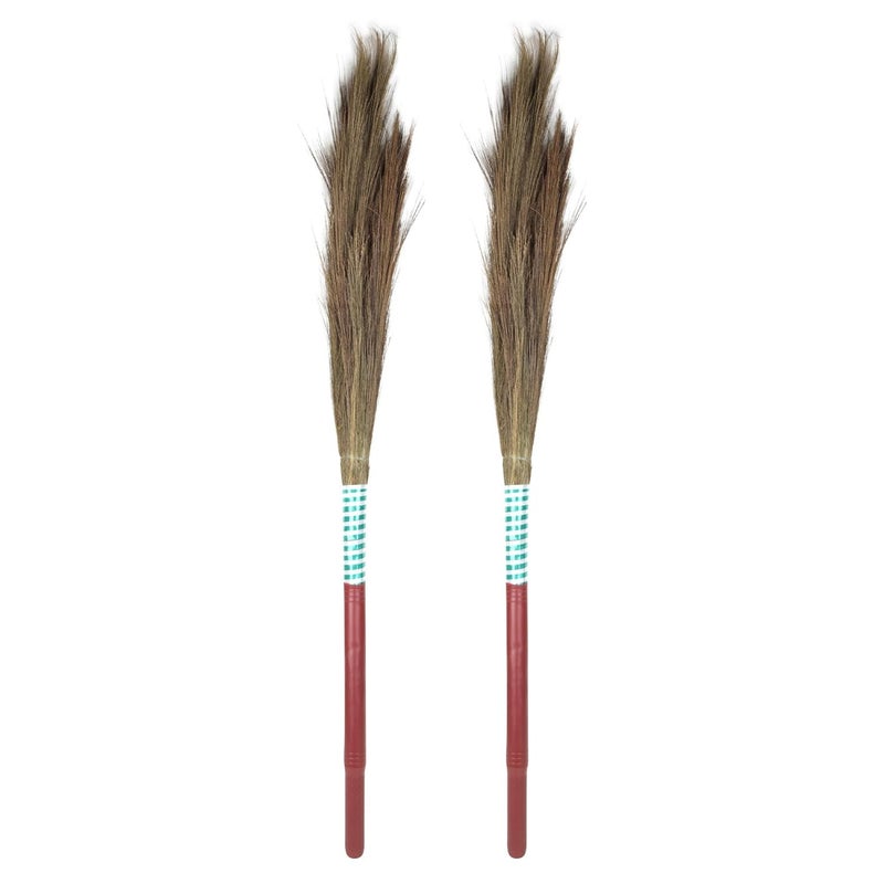 HELPER Broom Stick for Home Floor Cleaning Ceiling Cleaning Jhadu for Home Cleaning Single Lace Work Type Pack of 2 - Image 1