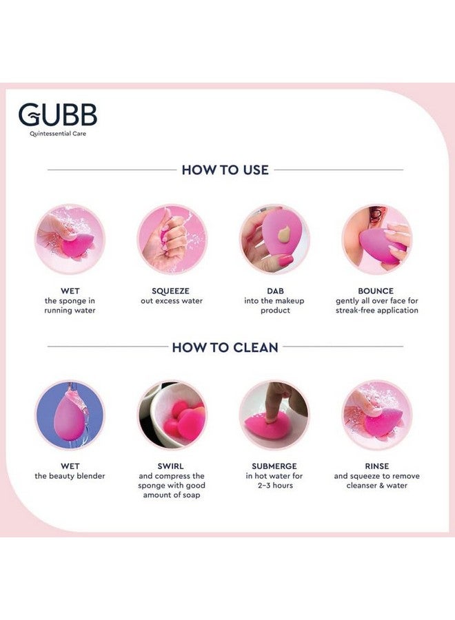 GUBB Professional Mini Makeup Sponge Beauty Blender | Cosmetic Blending Tool For Liquid, Cream & Powder Beauty Products| Egg Shape Face Sponge Puff Pack Of 3 (Bright Peach) - Image 4