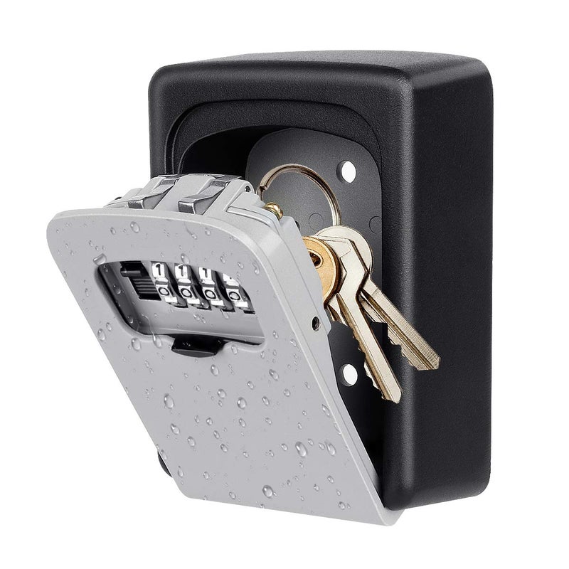SHRBI Key Lock Box Wall Mounted 4 Digit Combination Lock Box For House Key Weatherproof Safe Security Key Storage Lock Box For Outside Realtors Garage Spare Keys - Image 1