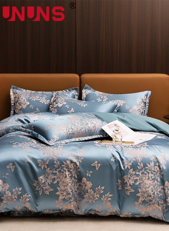 UNUNS Satin Pillowcases,Satin Pillowcases for Hair and Skin, 2Pcs Large Maple Leaf Floral Print Pillowcases,Silky Floral Print Pillowcases with Envelope Closure,Lake-Blue,48x74cm - Image 2