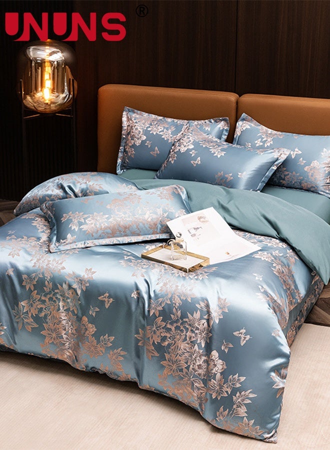 UNUNS Satin Pillowcases,Satin Pillowcases for Hair and Skin, 2Pcs Large Maple Leaf Floral Print Pillowcases,Silky Floral Print Pillowcases with Envelope Closure,Lake-Blue,48x74cm - Image 3