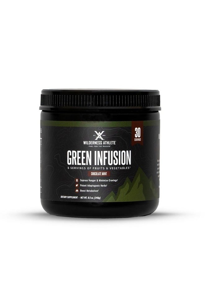 Wilderness Athlete - Wilderness Athlete - Green Infusion | Supergreen Superfood Power Greens Powder - Wheatgrass Powder with Astragalus Root, Green Tea Extract, & Chlorella - 30 Serving Tub (Chocolate Mint) - Image 1