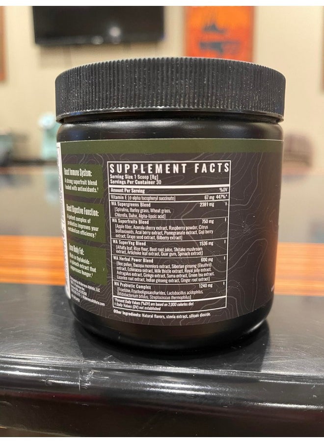Wilderness Athlete - Wilderness Athlete - Green Infusion | Supergreen Superfood Power Greens Powder - Wheatgrass Powder with Astragalus Root, Green Tea Extract, & Chlorella - 30 Serving Tub (Chocolate Mint) - Image 1