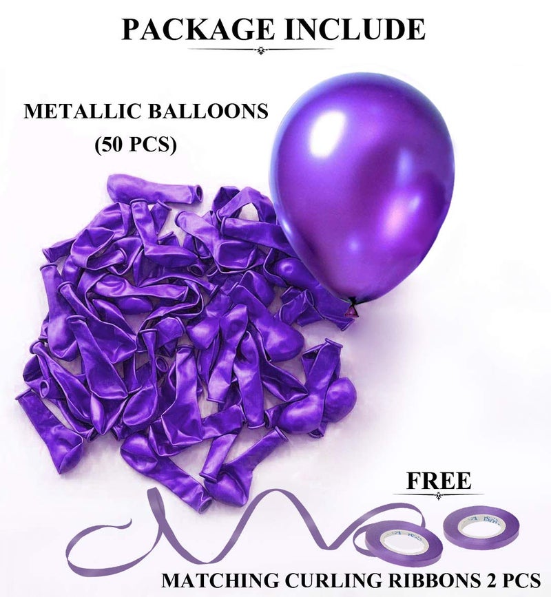 AMFIN® 10 Inch (Pack Of 50) Dark Purple Metallic Balloons for Birthday Decoration , Decoration for Weddings , Engagement , Baby Shower Decoration Items , 1st Birthday Party Decoration Items , Anniversary Party , Bachelors Party , Office Party , Diwali , New Year Party , Christmas Decoration Items. - Image 3