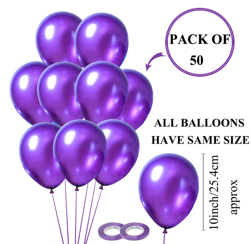 AMFIN® 10 Inch (Pack Of 50) Dark Purple Metallic Balloons for Birthday Decoration , Decoration for Weddings , Engagement , Baby Shower Decoration Items , 1st Birthday Party Decoration Items , Anniversary Party , Bachelors Party , Office Party , Diwali , New Year Party , Christmas Decoration Items. - Image 4