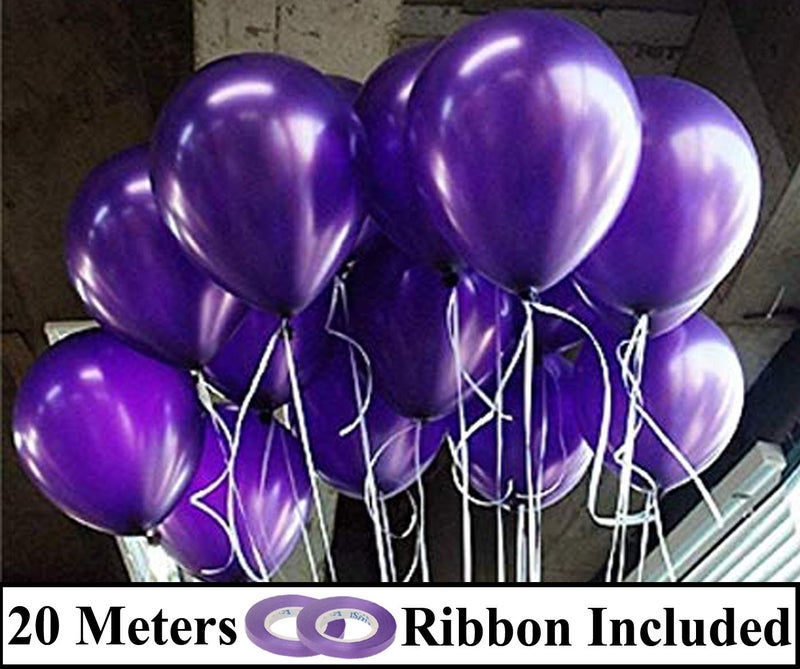 AMFIN® 10 Inch (Pack Of 50) Dark Purple Metallic Balloons for Birthday Decoration , Decoration for Weddings , Engagement , Baby Shower Decoration Items , 1st Birthday Party Decoration Items , Anniversary Party , Bachelors Party , Office Party , Diwali , New Year Party , Christmas Decoration Items. - Image 2