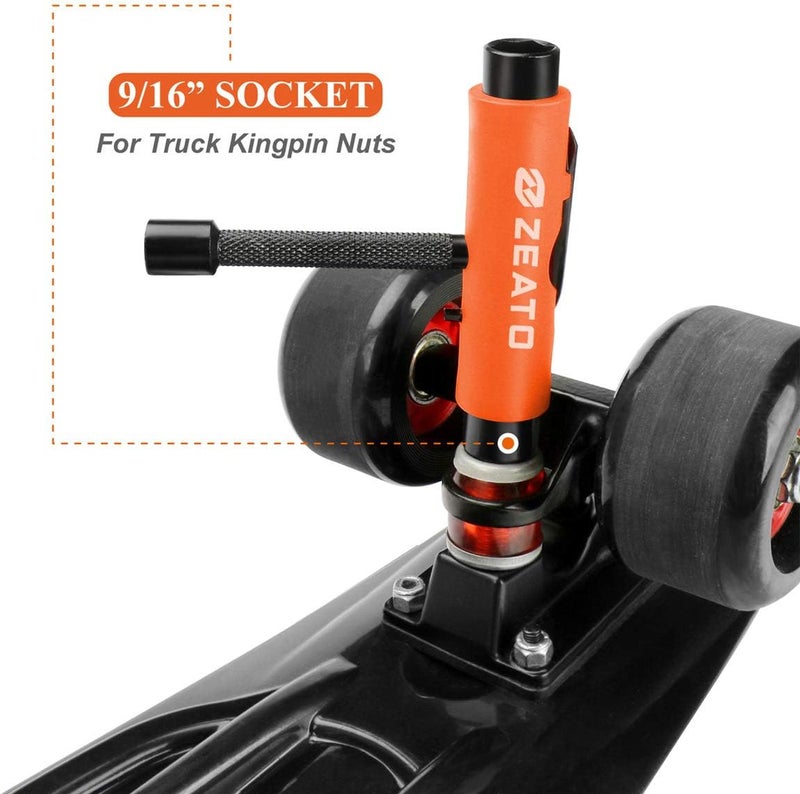 Zeato All-in-One Skate Tools Multi-Function Portable Skateboard T Tool Accessory with T-Type Allen Key and L-Type Phillips Head Wrench Screwdriver - Image 3