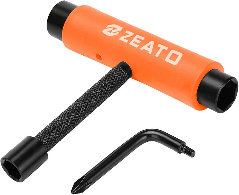 Zeato All-in-One Skate Tools Multi-Function Portable Skateboard T Tool Accessory with T-Type Allen Key and L-Type Phillips Head Wrench Screwdriver - Image 1